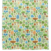 Illustrationsmuster für Assorted-Cartoon-Bäume Duschvorhang (Vorderseite)