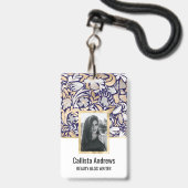 Illustrationsmuster für das blaue Blattmuster der Ausweis (Vorderseite mit Lanyard)