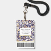 Illustrationsmuster für das blaue Blattmuster der Ausweis (Rückseite mit Lanyard)