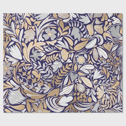 Illustrationsmuster für das blaue Blattmuster der Geschenkpapier (Flach)