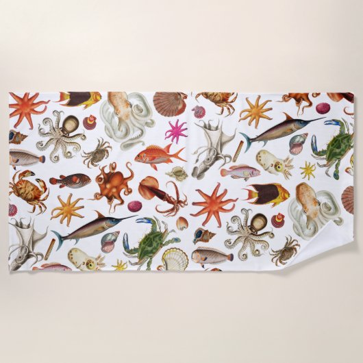 Illustrationsmuster für das Leben unter Wasser Strandtuch (Vorderseite)