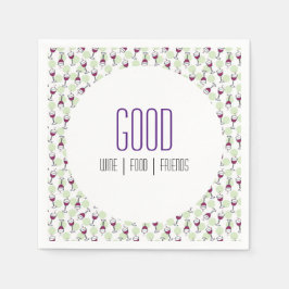 Illustrationsmuster für Whimsical Red Wine Glas Serviette