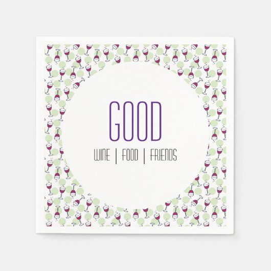 Illustrationsmuster für Whimsical Red Wine Glas Serviette (Vorderseite)