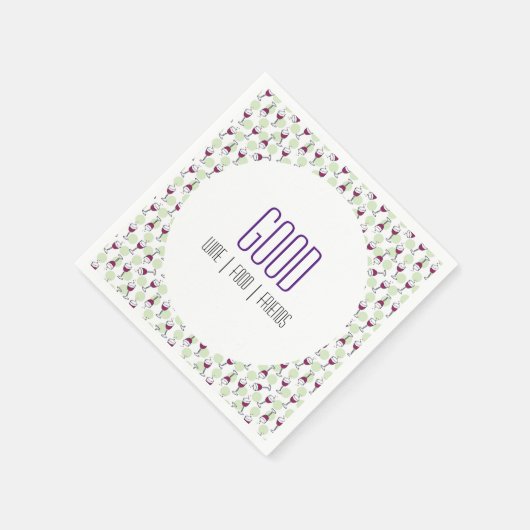 Illustrationsmuster für Whimsical Red Wine Glas Serviette (Ecke)