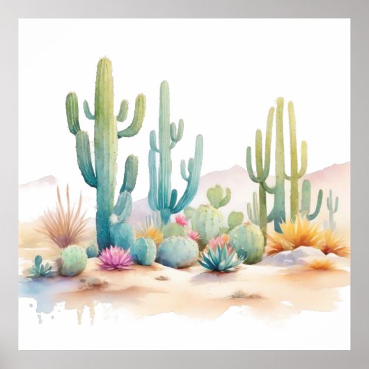 Illustrationsplatz der Watercolor-Wüste Poster (Vorne)