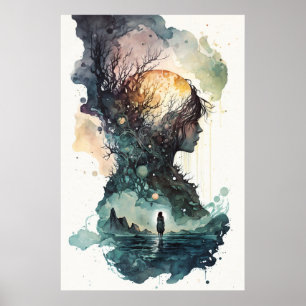 Illustrationspopster für Surreal Watercolor Poster