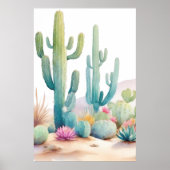 Illustrationsporträt zur Wasserfarbenwüste Poster (Vorne)