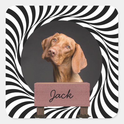Illustrationspublikum Custom Dog Foto Quadratischer Aufkleber (Vorderseite)