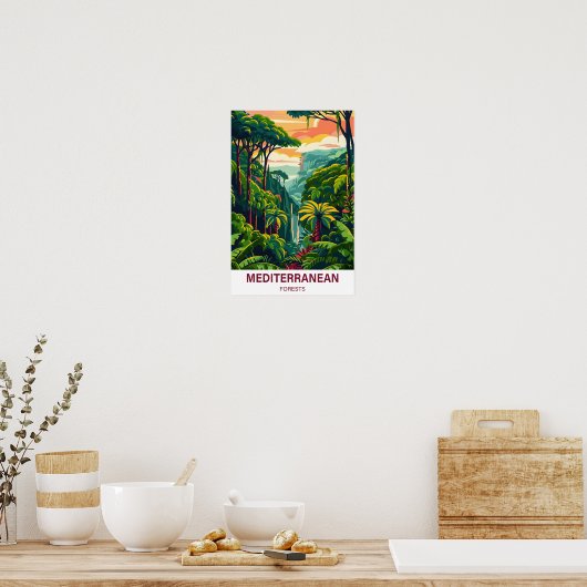 Illustrationsreise zum mediterranen Wald Poster (Küche)