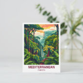 Illustrationsreise zum mediterranen Wald Postkarte (Stehend Vorderseite)