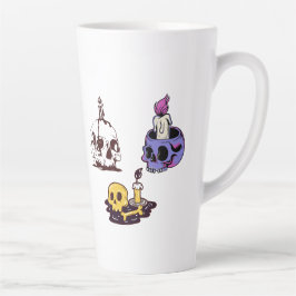 Illustrationsset Schädel und Kerzen Milchtasse