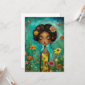 Illustrationsstil für Frauen und Blume Karte (Vorderseite/Rückseite Beispiel)