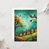 Illustrationsstil für Whimsical Houses Karte (Vorderseite/Rückseite Beispiel)