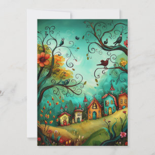 Illustrationsstil für Whimsical Houses Karte