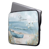 Illustrationsszene in Pastellfarben mit Namen Laptopschutzhülle (Vorderseite Links)