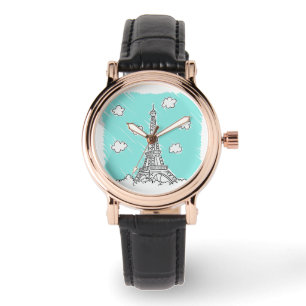 Illustrationsustrationsuhren des Eiffelturms Armbanduhr