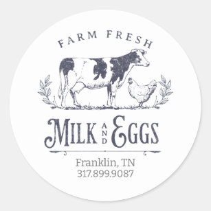 Illustrationszeichen für Milchkühe Runder Aufkleber