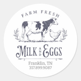 Illustrationszeichen für Milchkühe Runder Aufkleber