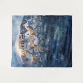 Illustrativ zur nächtlichen Himmelsstadt im Schnee Wandteppich (Vorderseite (Horizontal))