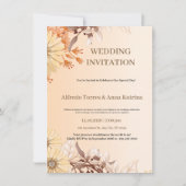 Illustrative Braun- und Orangefarbene Hochzeit Einladung (Vorderseite)