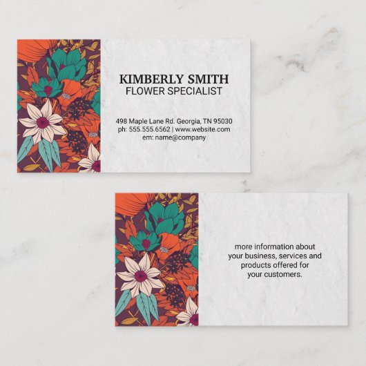 Illustrative dekorative Blume Visitenkarte (Vorne/Hinten)