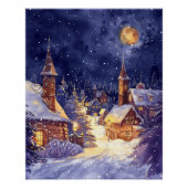 Illustrative des Xmas Village in der Schneenacht Poster (Vorderseite)