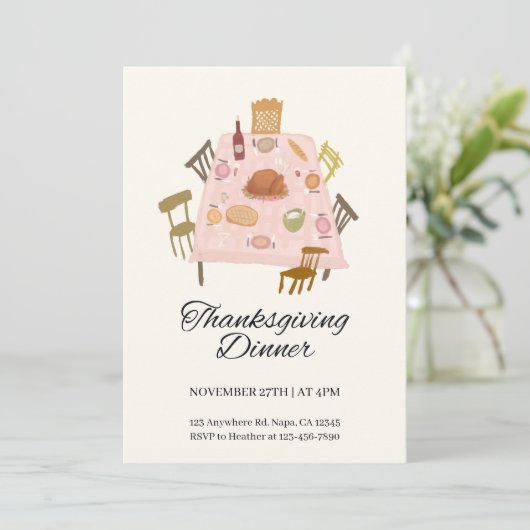 Illustrative Erntedank Dinner Einladung (Stehend Vorderseite)