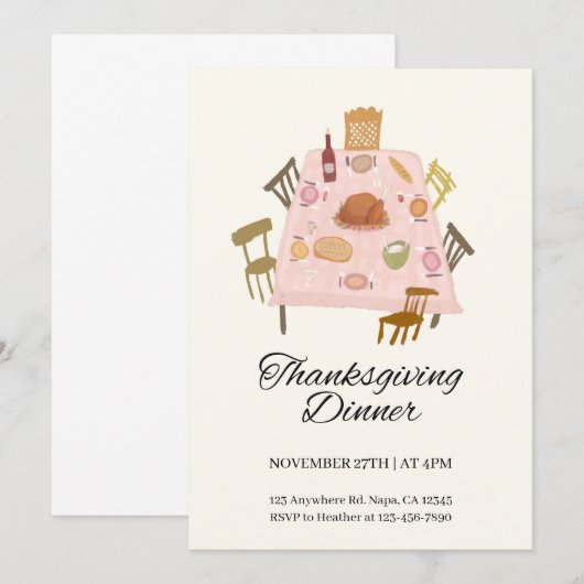 Illustrative Erntedank Dinner Einladung (Vorne/Hinten)