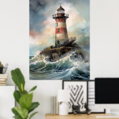 Illustrative Leuchtturm Print oder Poster (Heimbüro)