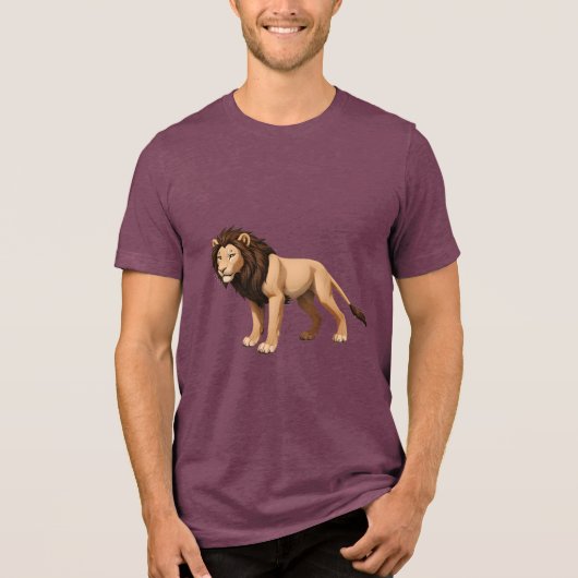 Illustrative Lion with Full Brown Mane Tri-Blend Shirt (Vorderseite)