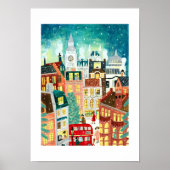 Illustrative London Stadt im Schnee Weihnachten Poster (Vorne)