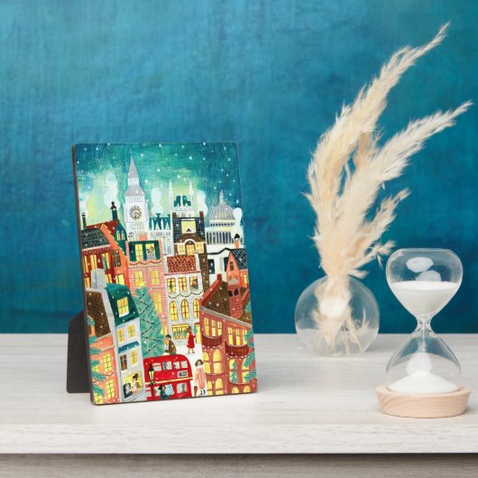 Illustrative Londoner Stadt im Schnee Weihnachtsst Fotoplatte (Seite)