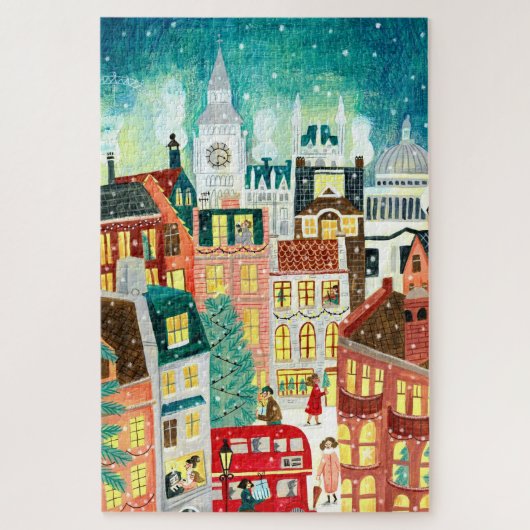 Illustrative Londoner Stadt im Schneehotel Puzzle (Vertikal)