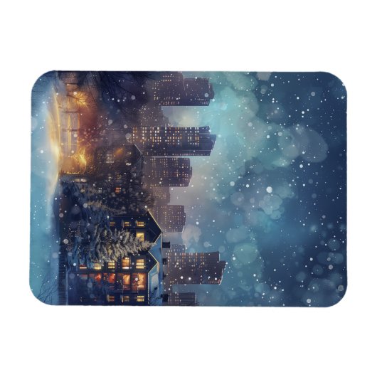 Illustrative New Yorker Stadt im Schnee Magnet (Horizontal)
