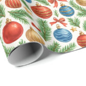 Illustrative Ornaments & Pine Wrapping Paper Geschenkpapier (Rolleneckpunkt)