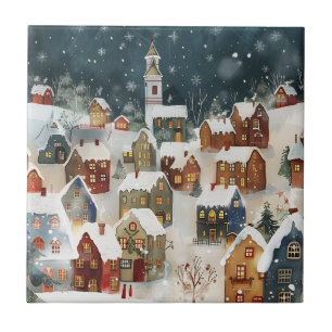 Illustrative Weihnachtsstadt Fliese