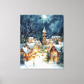 Illustrative Weihnachtsstadt im Schnee Leinwanddruck (Vorderseite)