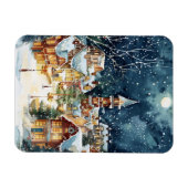 Illustrative Weihnachtsstadt im Schnee Magnet (Horizontal)