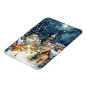 Illustrative Weihnachtsstadt im Schnee Magnet (Linke Seite)