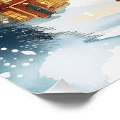 Illustrative Weihnachtsstadt im Schnee Poster (Ecke)