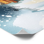 Illustrative Weihnachtsstadt im Schnee Poster (Ecke)