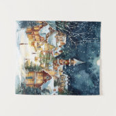 Illustrative Weihnachtsstadt im Schnee Wandteppich (Vorderseite (Horizontal))