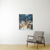 Illustrative Weihnachtsstadt im Schnee Wandteppich (Beispiel)