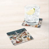 Illustrative Weihnachtsstadt Rechteckiger Pappuntersetzer (Vor Ort)