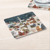 Illustrative Weihnachtsstadt Rechteckiger Pappuntersetzer (angewinkelt)