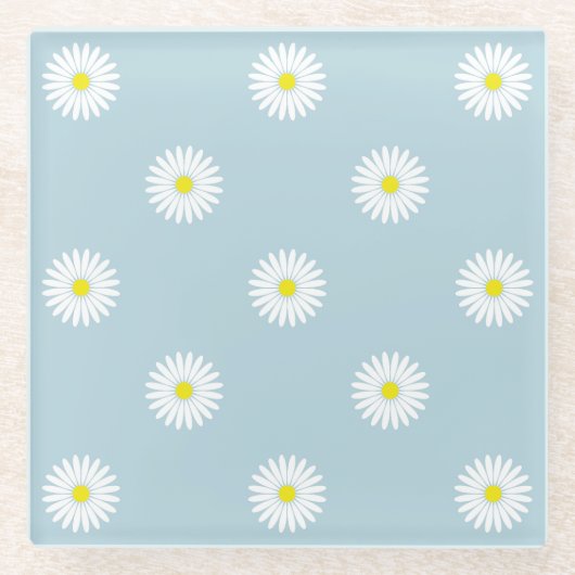 Illustratives Muster auf blass blauer Glass Co Glasuntersetzer (Vorderseite)