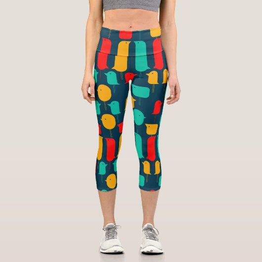 Illustrator Birds Capri Leggings (Vorderseite)