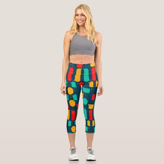 Illustrator Birds Capri Leggings (Vorderseite)
