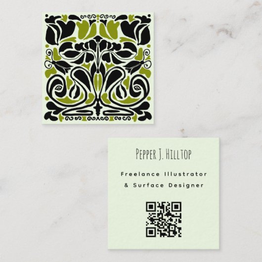 Illustrator-Oberflächendesigner QR-Code Quadratische Visitenkarte (Vorne/Hinten)