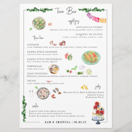 Illustriert Bespoke | Taco Bar Wedding Menu Menükarte